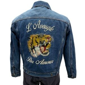 Gucci blue denim L’Aveugle Par Amour jacket men’s 48